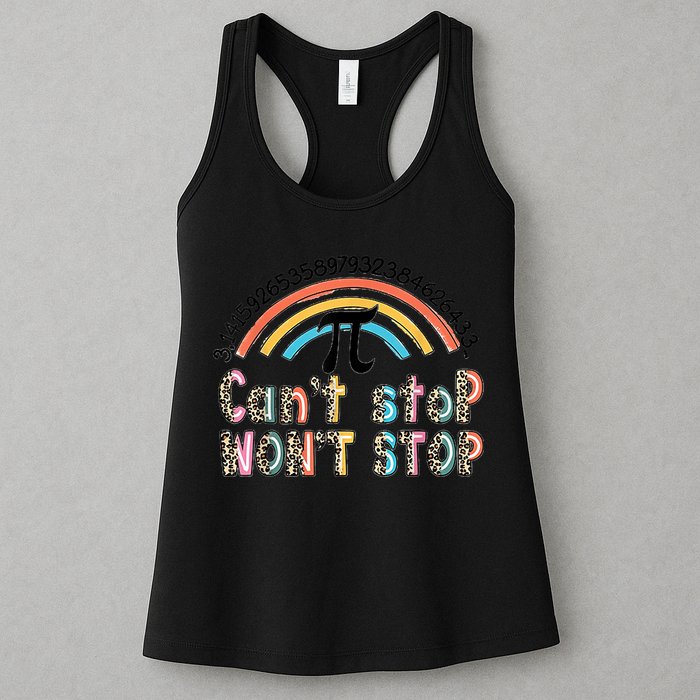 Can't Stop Pi Won't Stop Leopard Pi Day Math Lover Womens Tank Top