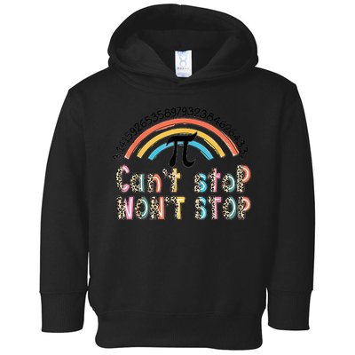 Can't Stop Pi Won't Stop Leopard Pi Day Math Lover Toddler Hoodie