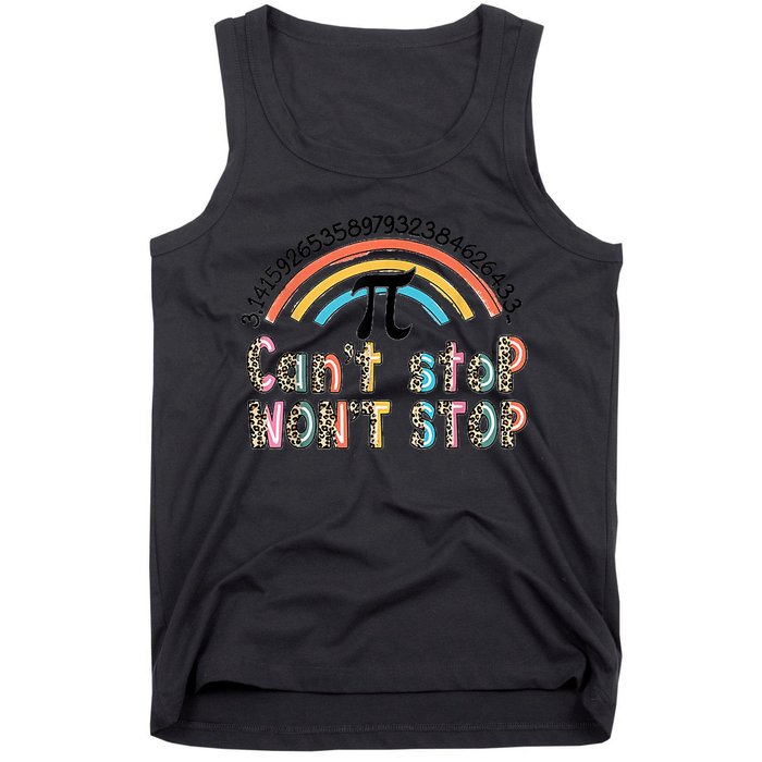 Can't Stop Pi Won't Stop Leopard Pi Day Math Lover Tank Top