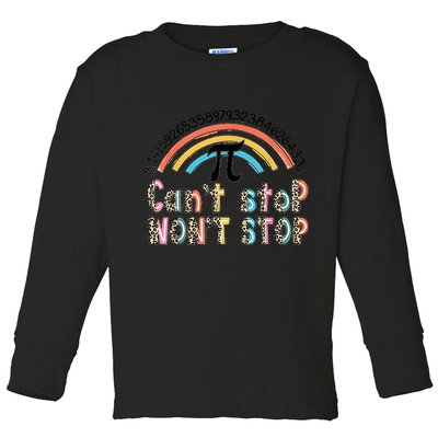 Can't Stop Pi Won't Stop Leopard Pi Day Math Lover Toddler Long Sleeve Shirt