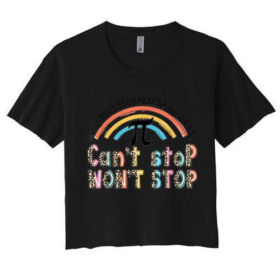 Can't Stop Pi Won't Stop Leopard Pi Day Math Lover Crop Top