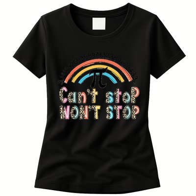Can't Stop Pi Won't Stop Leopard Pi Day Math Lover Womens T-Shirt