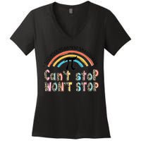 Can't Stop Pi Won't Stop Leopard Pi Day Math Lover Women's V-Neck T-Shirt