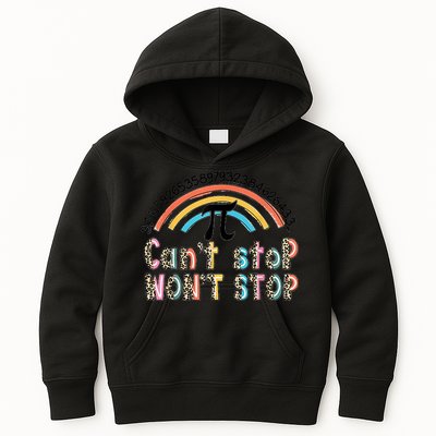 Can't Stop Pi Won't Stop Leopard Pi Day Math Lover Kids Hoodie