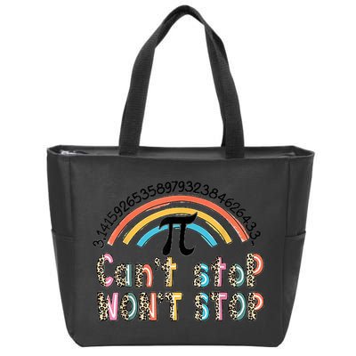 Can't Stop Pi Won't Stop Leopard Pi Day Math Lover Zip Tote Bag