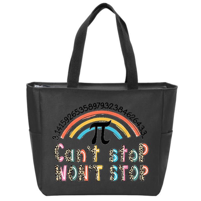 Can't Stop Pi Won't Stop Leopard Pi Day Math Lover Zip Tote Bag