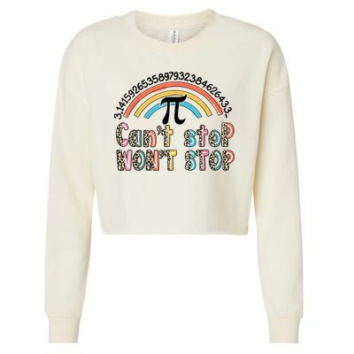 Can't Stop Pi Won't Stop Leopard Pi Day Math Lover Cropped Pullover Crew