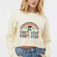 Can't Stop Pi Won't Stop Leopard Pi Day Math Lover Cropped Pullover Crew