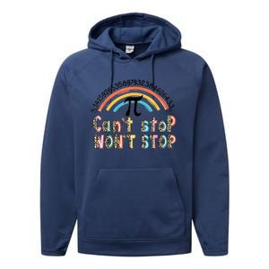 Can't Stop Pi Won't Stop Leopard Pi Day Math Lover Performance Fleece Hoodie