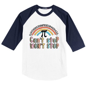 Can't Stop Pi Won't Stop Leopard Pi Day Math Lover Baseball Sleeve Shirt