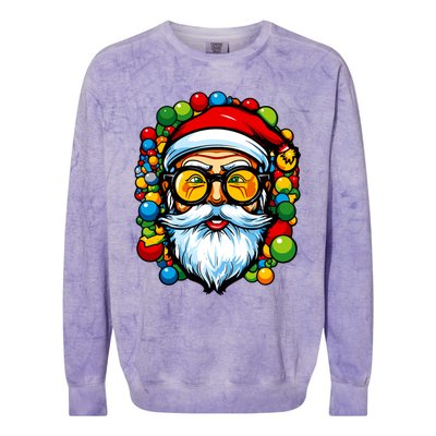 Cool Santa Pop Art Portrait Colorful Christmas Head Gift Colorblast Crewneck Sweatshirt