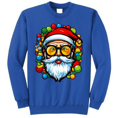 Cool Santa Pop Art Portrait Colorful Christmas Head Gift Sweatshirt