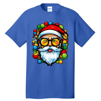 Cool Santa Pop Art Portrait Colorful Christmas Head Gift Tall T-Shirt