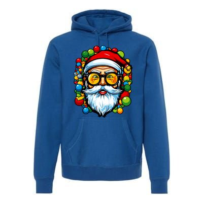 Cool Santa Pop Art Portrait Colorful Christmas Head Gift Premium Hoodie