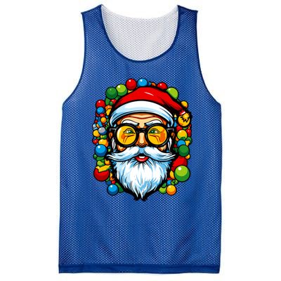 Cool Santa Pop Art Portrait Colorful Christmas Head Gift Mesh Reversible Basketball Jersey Tank