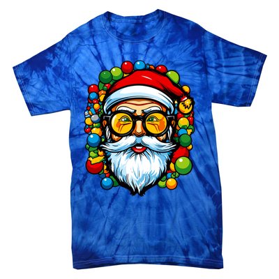 Cool Santa Pop Art Portrait Colorful Christmas Head Gift Tie-Dye T-Shirt