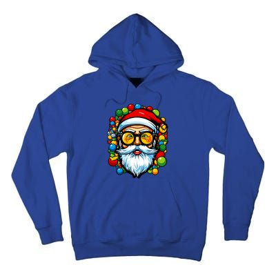 Cool Santa Pop Art Portrait Colorful Christmas Head Gift Tall Hoodie