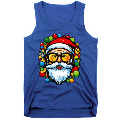 Cool Santa Pop Art Portrait Colorful Christmas Head Gift Tank Top