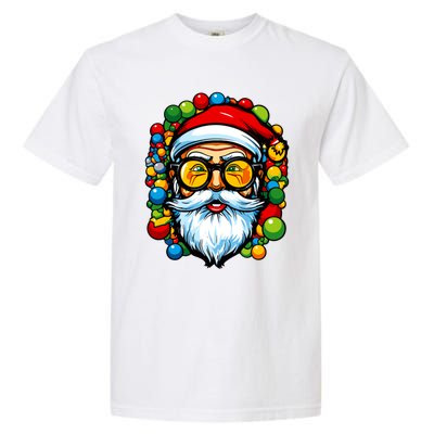 Cool Santa Pop Art Portrait Colorful Christmas Head Gift Garment-Dyed Heavyweight T-Shirt