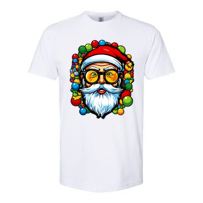 Cool Santa Pop Art Portrait Colorful Christmas Head Gift Softstyle CVC T-Shirt