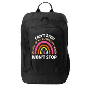 Can't Stop Pi Won't Stop Math Pi Day Teacher Leopard Rainbow City Backpack