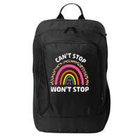 Can't Stop Pi Won't Stop Math Pi Day Teacher Leopard Rainbow City Backpack