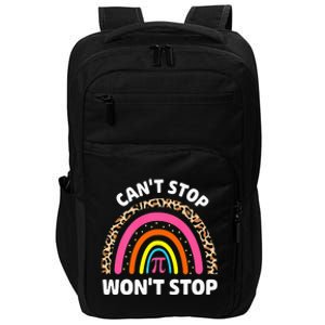 Can't Stop Pi Won't Stop Math Pi Day Teacher Leopard Rainbow Impact Tech Backpack