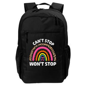 Can't Stop Pi Won't Stop Math Pi Day Teacher Leopard Rainbow Daily Commute Backpack