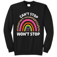 Can't Stop Pi Won't Stop Math Pi Day Teacher Leopard Rainbow Tall Sweatshirt