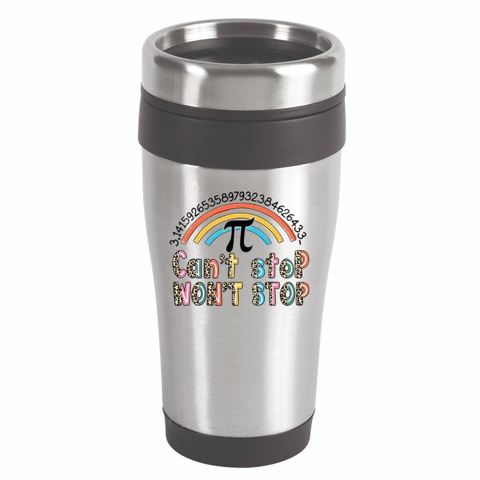 Can't Stop Pi Won't Stop Leopard Pi Day Math Lover 16oz Travel Tumbler