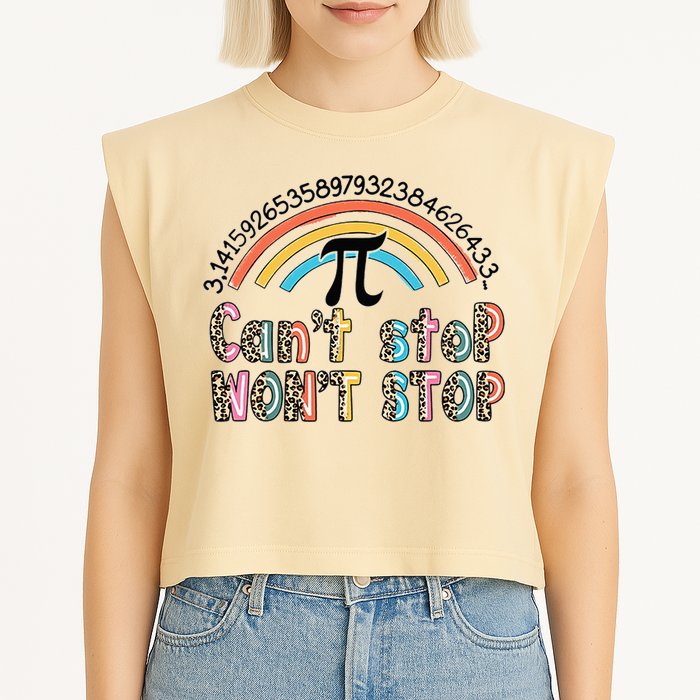 Can't Stop Pi Won't Stop Leopard Pi Day Math Lover Garment-Dyed Women's Muscle Tee