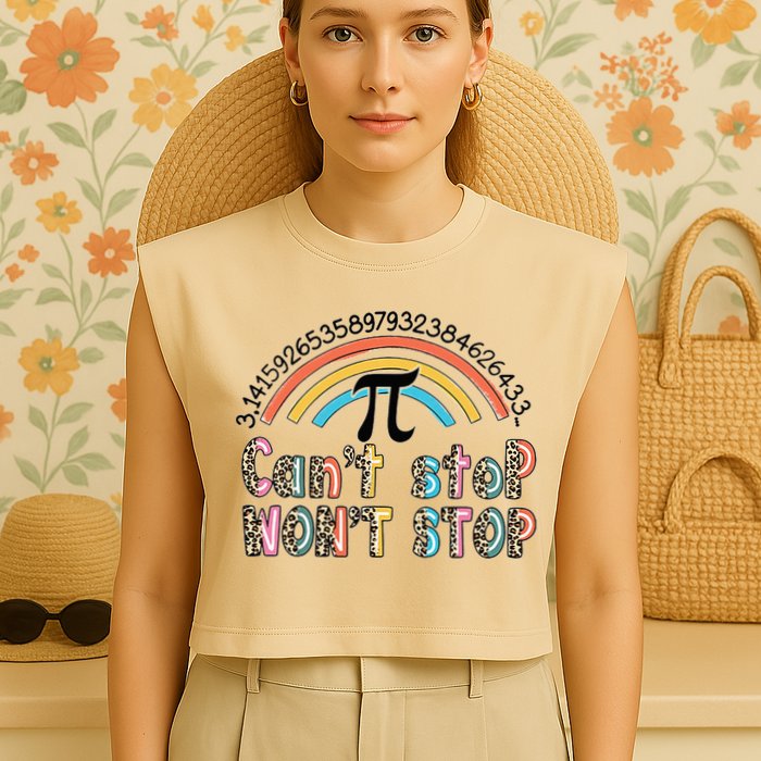 Can't Stop Pi Won't Stop Leopard Pi Day Math Lover Garment-Dyed Women's Muscle Tee