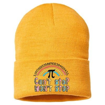 Can't Stop Pi Won't Stop Leopard Pi Day Math Lover Sustainable Knit Beanie