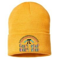 Can't Stop Pi Won't Stop Leopard Pi Day Math Lover Sustainable Knit Beanie