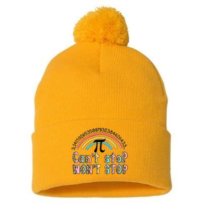 Can't Stop Pi Won't Stop Leopard Pi Day Math Lover Pom Pom 12in Knit Beanie