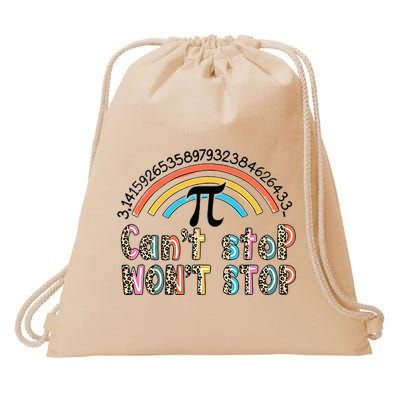 Can't Stop Pi Won't Stop Leopard Pi Day Math Lover Drawstring Bag