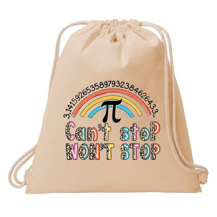 Can't Stop Pi Won't Stop Leopard Pi Day Math Lover Drawstring Bag