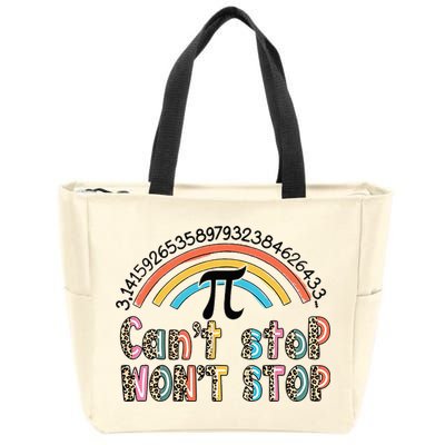 Can't Stop Pi Won't Stop Leopard Pi Day Math Lover Zip Tote Bag
