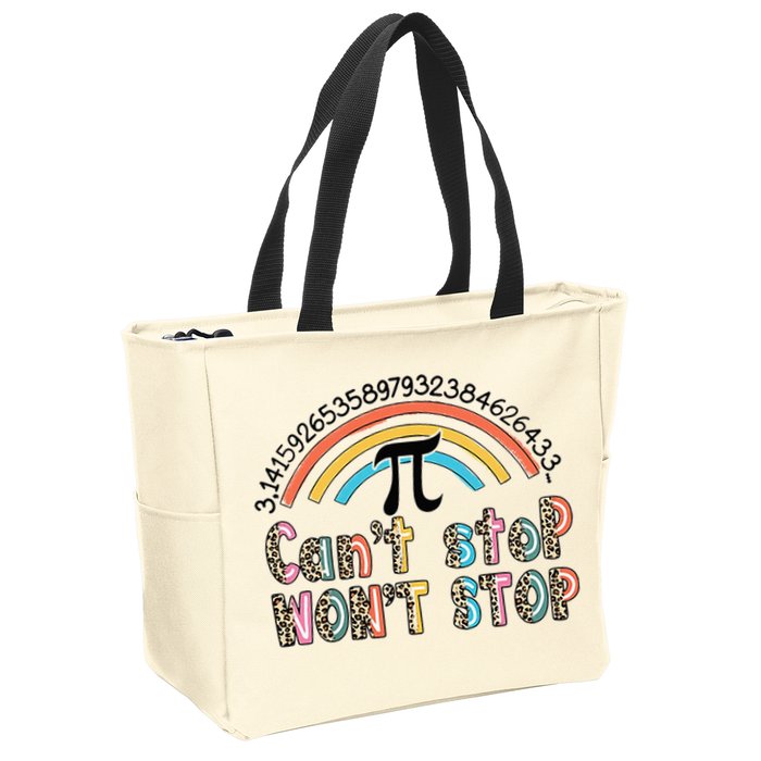 Can't Stop Pi Won't Stop Leopard Pi Day Math Lover Zip Tote Bag