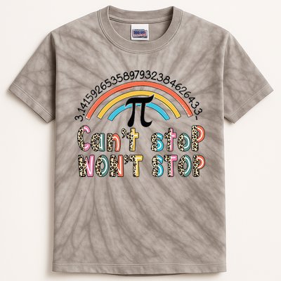 Can't Stop Pi Won't Stop Leopard Pi Day Math Lover Kids Tie-Dye T-Shirt
