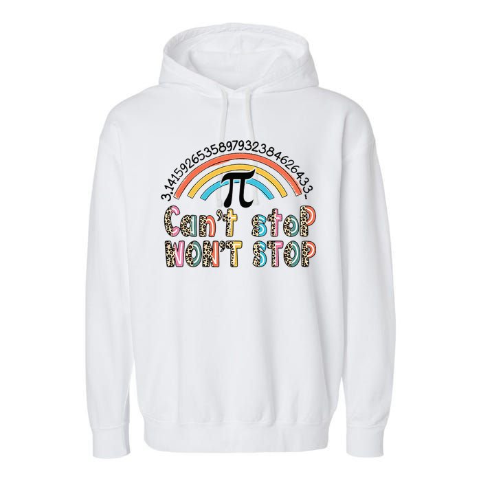 Can't Stop Pi Won't Stop Leopard Pi Day Math Lover Garment-Dyed Fleece Hoodie