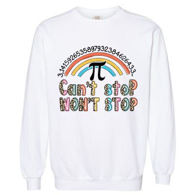 Can't Stop Pi Won't Stop Leopard Pi Day Math Lover Garment-Dyed Sweatshirt