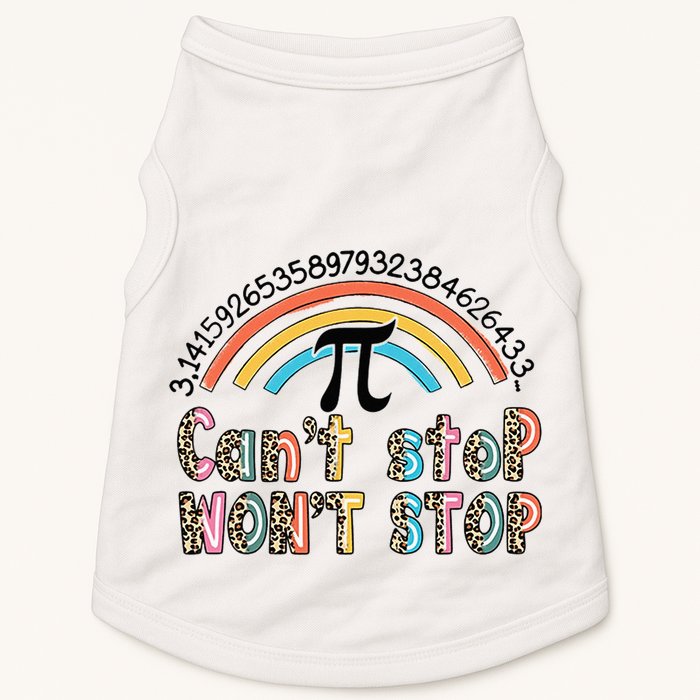 Can't Stop Pi Won't Stop Leopard Pi Day Math Lover Doggie Tank