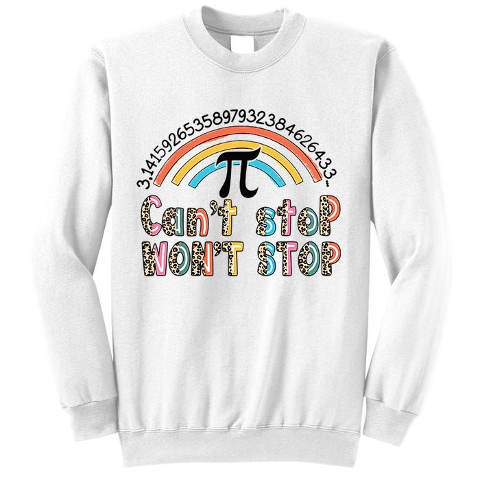 Can't Stop Pi Won't Stop Leopard Pi Day Math Lover Sweatshirt