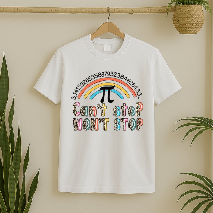Can't Stop Pi Won't Stop Leopard Pi Day Math Lover T-Shirt