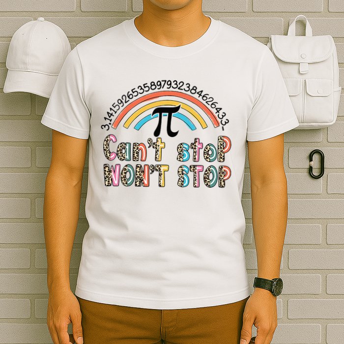 Can't Stop Pi Won't Stop Leopard Pi Day Math Lover T-Shirt