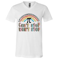 Can't Stop Pi Won't Stop Leopard Pi Day Math Lover V-Neck T-Shirt