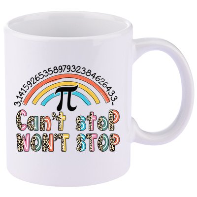 Can't Stop Pi Won't Stop Leopard Pi Day Math Lover 11oz C Handle Ceramic Mug