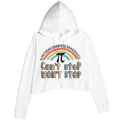 Can't Stop Pi Won't Stop Leopard Pi Day Math Lover Crop Fleece Hoodie