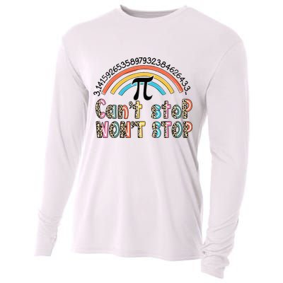Can't Stop Pi Won't Stop Leopard Pi Day Math Lover Cooling Performance Long Sleeve Crew